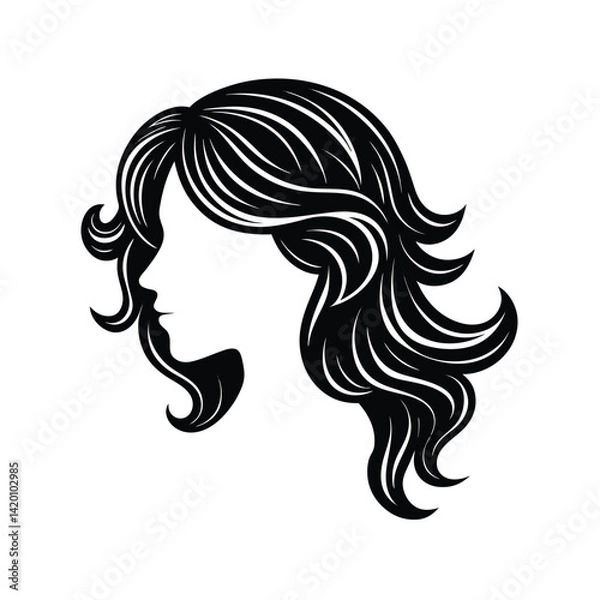 Obraz Boho waves hair style silhouette vector
