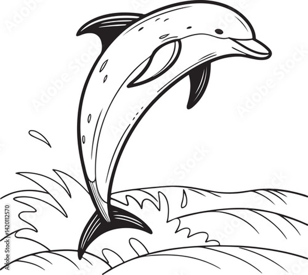 Obraz Dolphin vector line art eps file