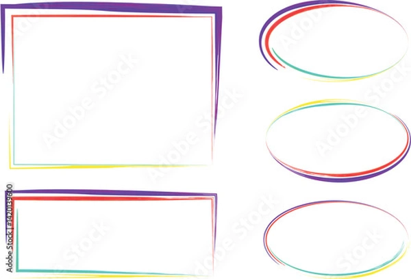 Obraz multicolor irregular abstract outline frames borders set