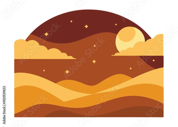 Fototapeta Dusk Sky with Golden Tones Vector Illustration Beautiful Twilight Horizon Scene with Warm Colors