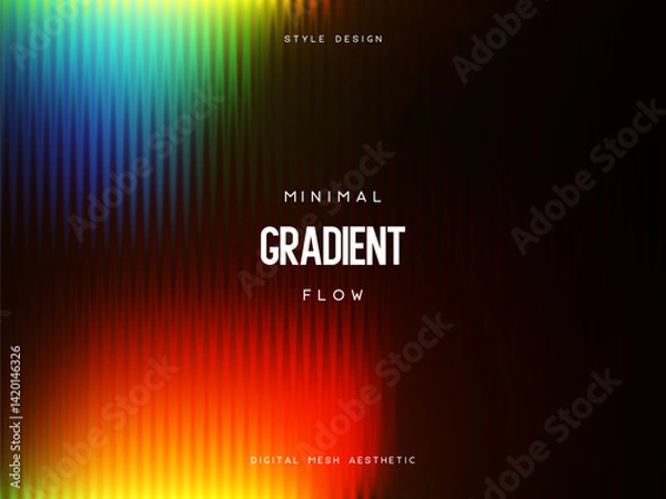 Obraz 3d glassmorphism glass with iridescent colors on the black. Abstract gradient background. Corrugated trendy texture. Vector illustration.