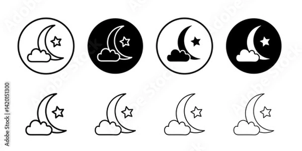 Fototapeta Moon and stars icon Flat simple outline set