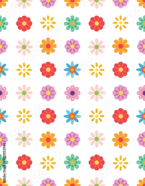 Fototapeta Colorful Flower Pattern with Vibrant Botanical Design Elements