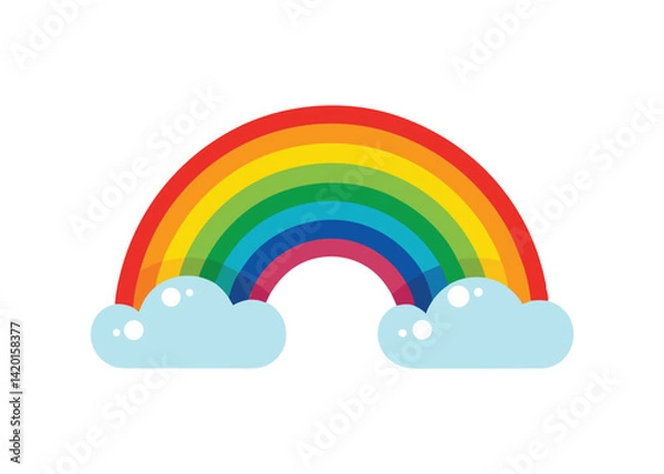 Fototapeta Rainbow in the Sky Vector Illustration Bright Colors and Clouds in a Beautiful Weather Scene