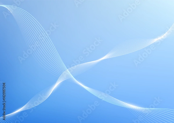 Fototapeta Blue wavy line pattern background vector