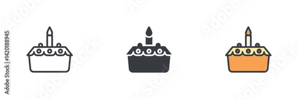 Obraz Easter cake with a lit candle different style icon set