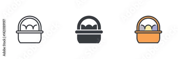 Obraz Easter basket filled with Easter eggs different style icon set