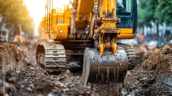 Fototapeta Digging up a new road