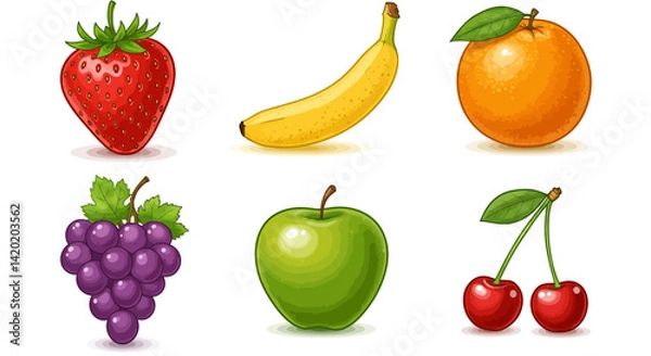 Fototapeta Vector Colorful fruity friends gathered in a vibrant sweet assembly