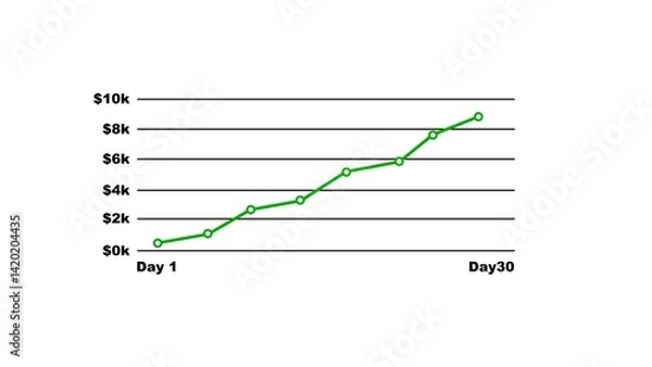 Fototapeta graph line chart moving up concept of stock market business growth transparent illustration .