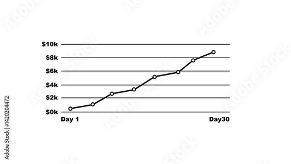 Fototapeta graph line chart moving up concept of stock market business growth transparent illustration .