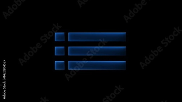 Fototapeta neon menu buttons icon illustration on black background.