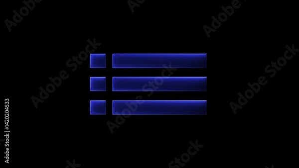 Fototapeta neon menu buttons icon illustration on black background.