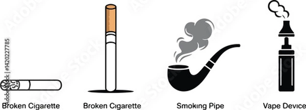 Fototapeta Smoking Devices Illustrations Cigarette Pipe and Vape