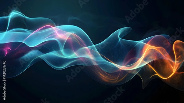 Fototapeta Vibrant Vapor Waves: A dynamic visual of fluid, ethereal waves of color in a dance of abstract shapes, creating an aura of mystery and movement