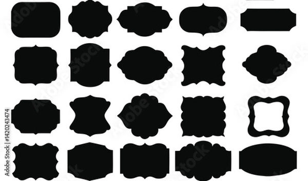 Fototapeta Set of Decorative Silhouette Frames in Black