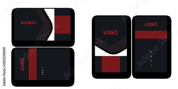 Fototapeta Double-sided creative business card template. Portrait and landscape orientation. Horizontal and vertical layout. Vector illustration 