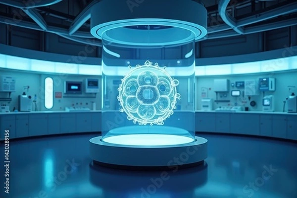 Fototapeta Circular Model Display in Futuristic Laboratory Space