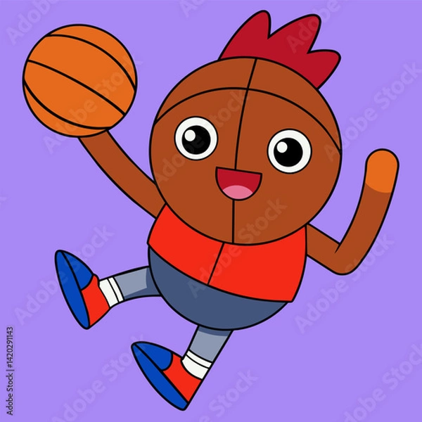 Obraz Cartoon cockerel basketball player