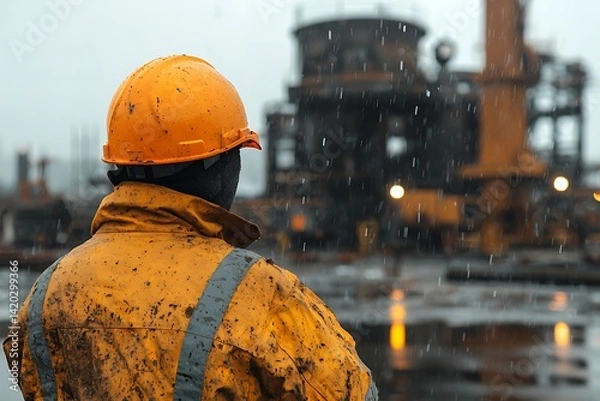 Obraz Worker Observing Industrial Site