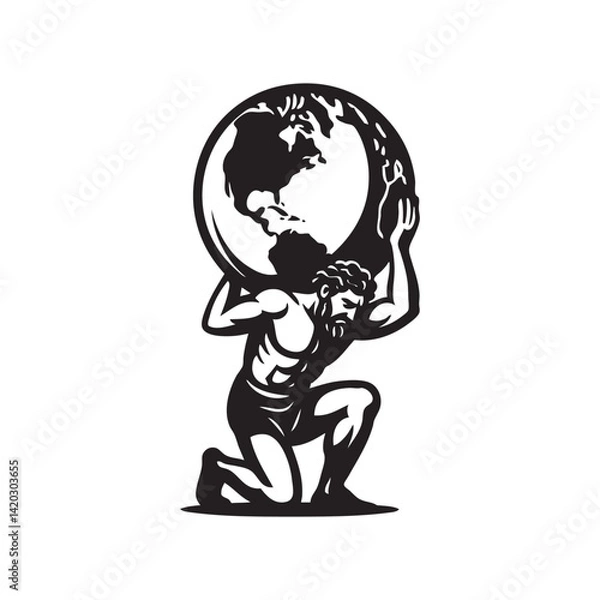 Obraz man with globe, atlas logo