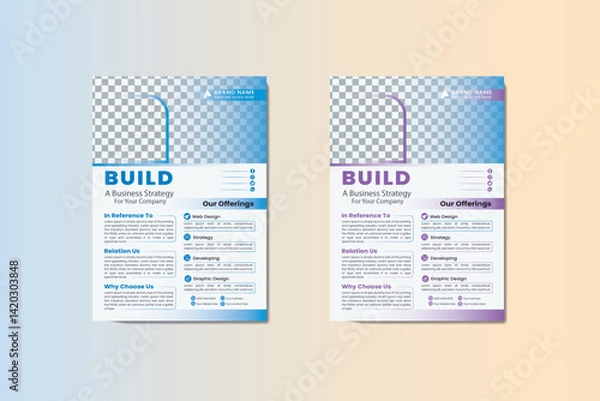 Obraz Modern Corporate Business Flyer Template—Dual Color Gradient Layout for Marketing & Strategy