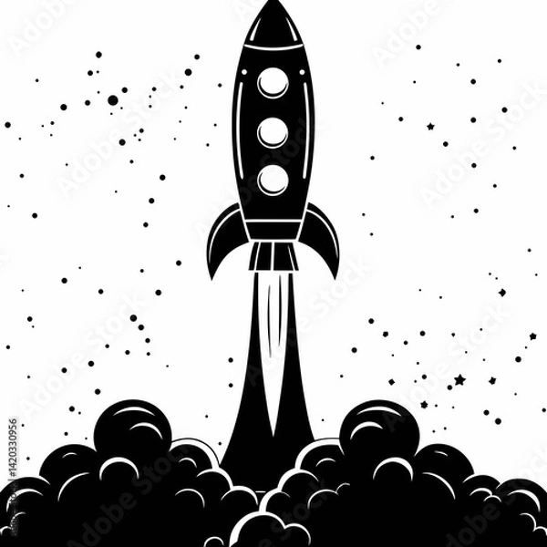 Obraz Rocket Launch Silhouette Vector Art