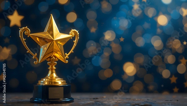 Obraz Golden star trophy symbolizes excellence and recognition among employees.