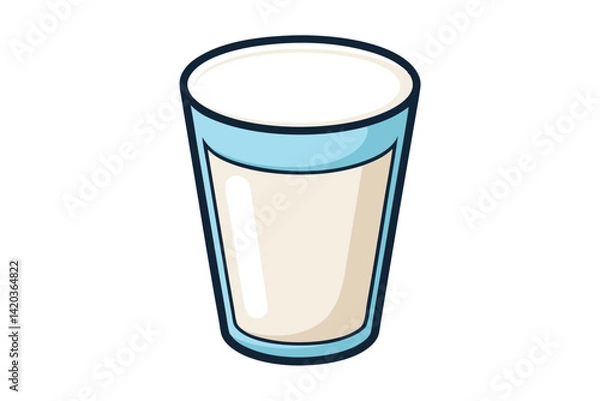 Fototapeta Glass filled with a creamy beverage showcasing a clean, minimal design in a light and refreshing color palette