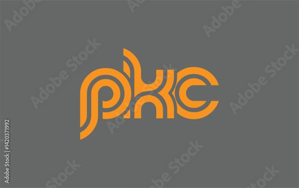 Fototapeta PKC Creative Unique Modern Letter Logo Design. Stylized logo featuring a unique letter design, presenting abstract minimalist aesthetics and modern appeal.