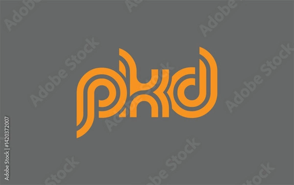 Fototapeta PKD Creative Unique Modern Letter Logo Design. Stylized logo featuring a unique letter design, presenting abstract minimalist aesthetics and modern appeal.