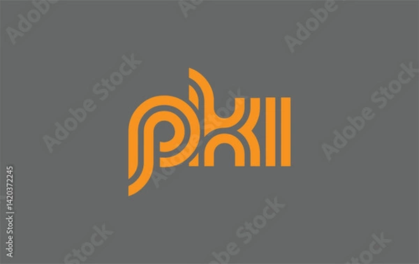 Fototapeta PKI Creative Unique Modern Letter Logo Design. Stylized logo featuring a unique letter design, presenting abstract minimalist aesthetics and modern appeal.