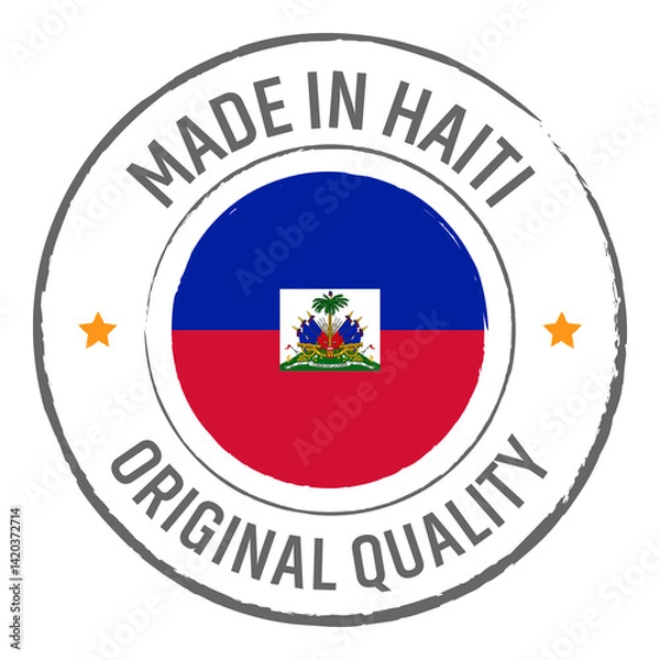 Fototapeta Made in Haiti stamp logo with national flag illustration isolated png transparent