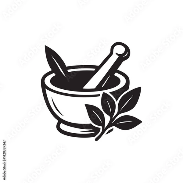 Obraz mortar and pestle with herbs