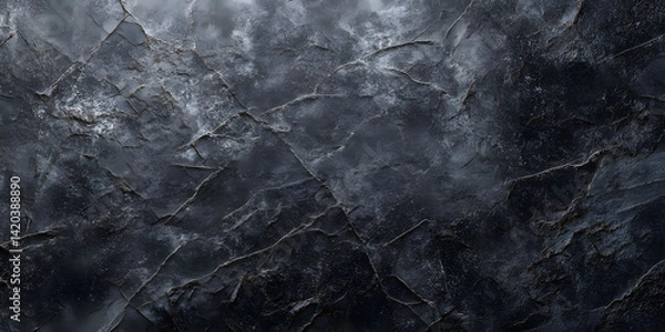 Obraz Dark Textured Stone Background: A Deep Gray and Black Natural Stone Surface