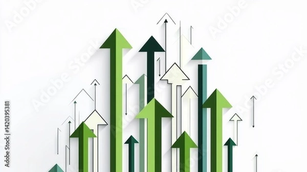 Fototapeta Upward-pointing arrows. Growth, success, movement. Used for reports, presentations or articles