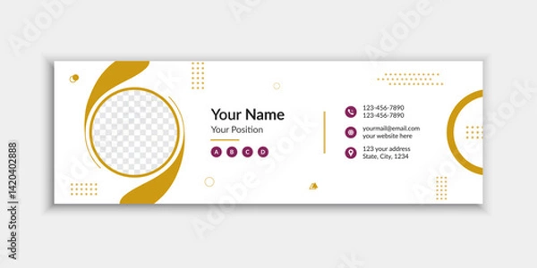 Obraz Modern and minimalist email signature or email footer template | Personal social media cover design page design with an author photo place 
