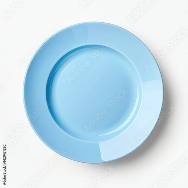 Obraz A light blue ceramic plate centered on a plain white background view