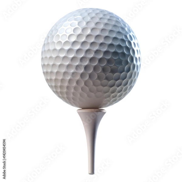 Fototapeta Golf sphere on a tee against nothingness isolated on transparent background