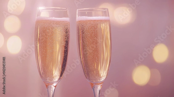 Obraz Two Elegant Champagne Glasses Clinking Together