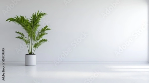 Fototapeta Minimalist room with palm plant