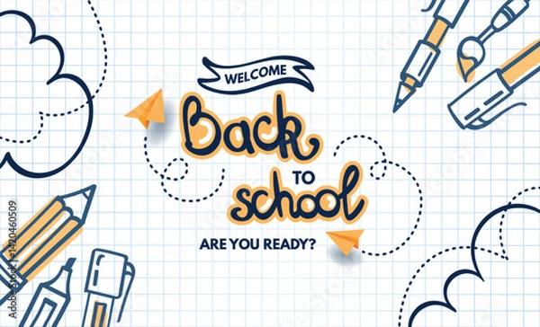 Obraz Back to school text vector design Welcome back to school