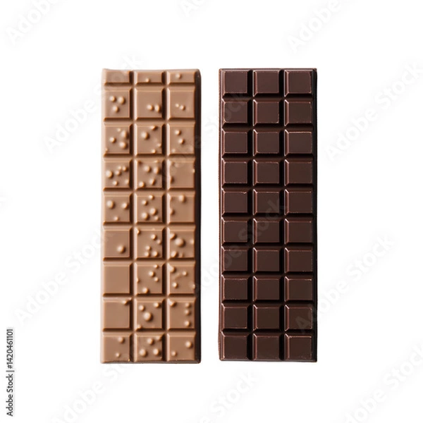 Fototapeta Untitled design - An ultra-realistic photograph of chocolate bars, isolated on a transparent  background