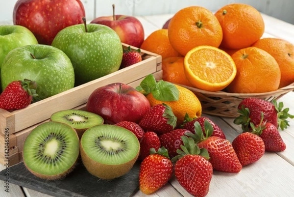 Fototapeta Fresh Assortment of Fruits With Vibrant Colors Displayed Generative AI