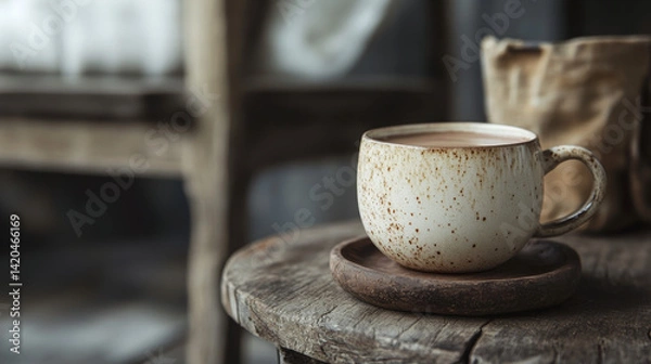 Obraz Rustic Warmth: Close-Up of Hot Chocolate in a Cozy Cup

