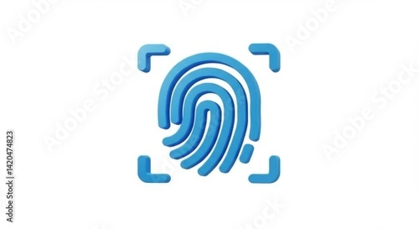Obraz Blue 3D Fingerprint Icon