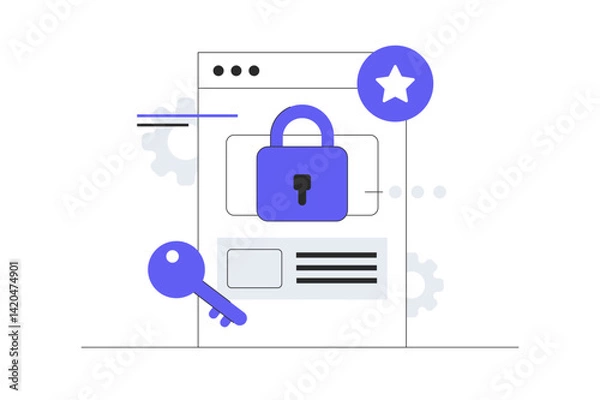 Fototapeta Data protection. Personal data security Access, Internet security, Data protection. Payment cyber data security online, Information privacy. Flat Cartoon Vector Illustration, icon. Stylish abstract 
