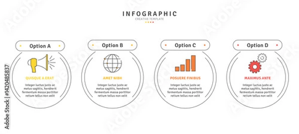 Fototapeta Business infographic template with modern design elements and icons in vector 