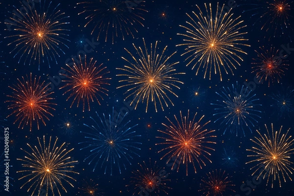 Fototapeta 祝祭を彩る花火模様 - デザインに使える背景素材