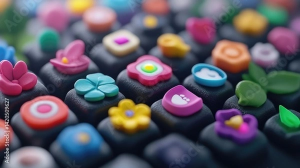 Obraz Colorful flower and object keyboard keys